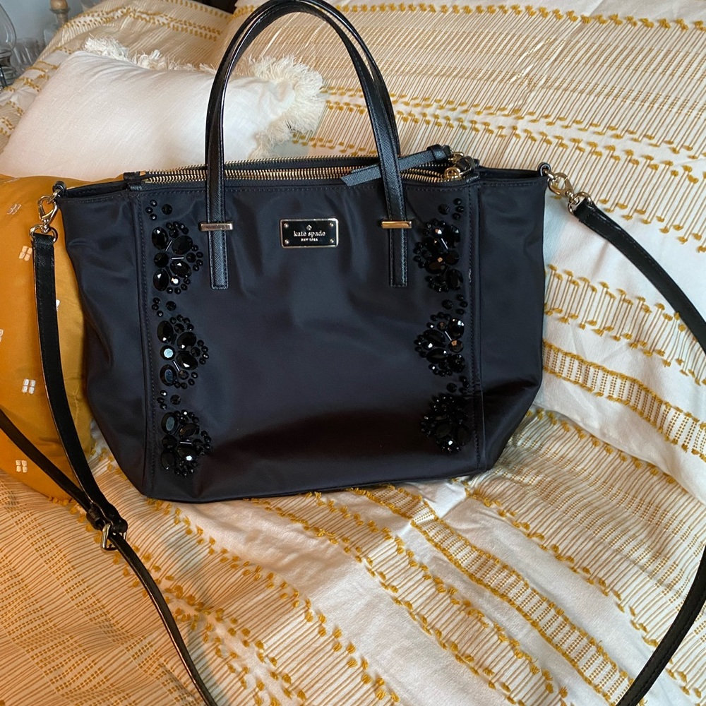 EUC Kate Spade Nylon Beaded Medium Tote/ Crossbody